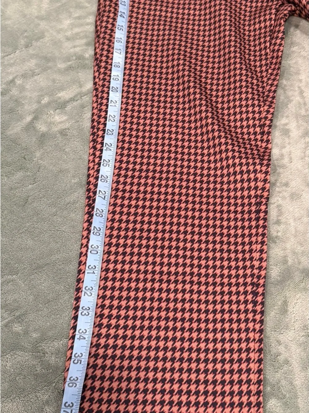 Lars Amadeus Houndstooth Pants Women Size 32 Orange Black NWT